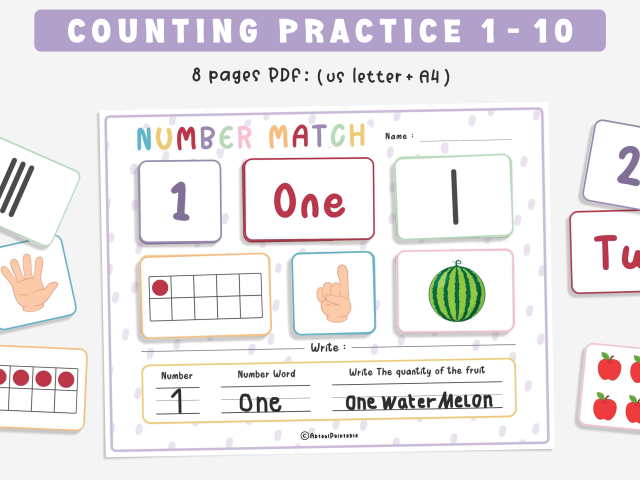 Montessori Counting and Number Matching Activity for Toddlers (1 to 10)