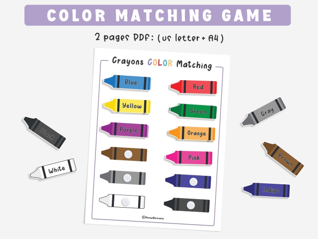 Color Matching Game, Crayons Color Matching Activity for Kids